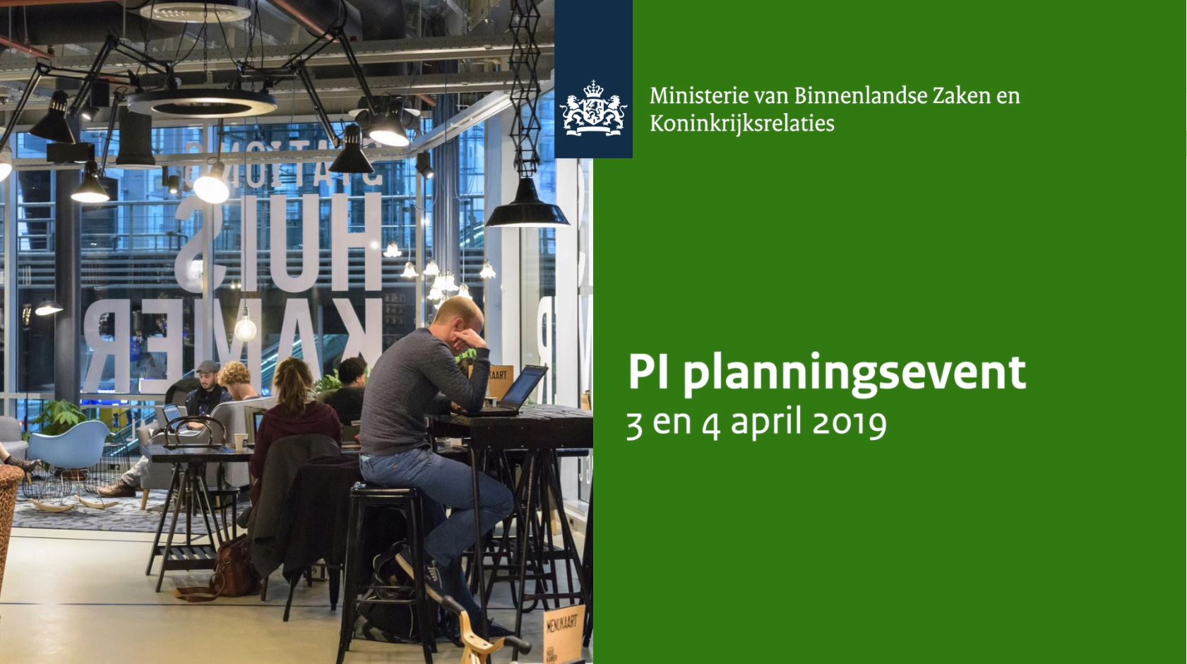 Intro video: overzicht van de NS huiskamer met titel: PI-planningsevent 3 en 4 april