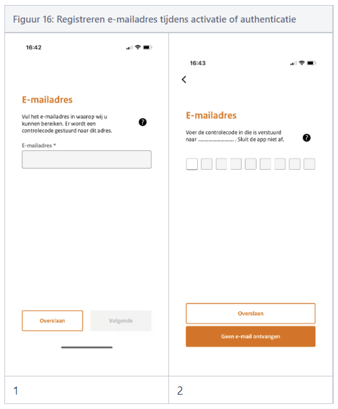 Figuur 16 - Registreren e-mailadres tijdens activatie of authenticatie
