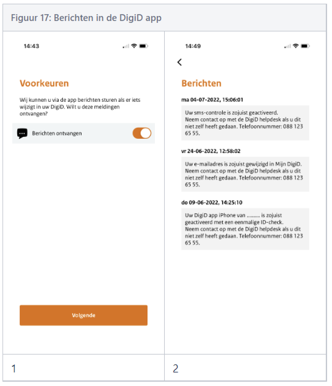 Figuur 17 - Berichten in de DigiD app
