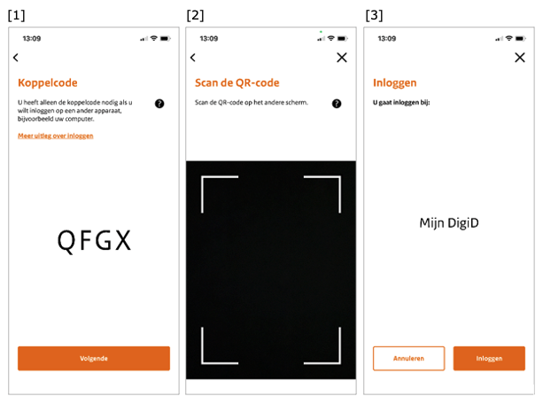 Figuur 5: Inloggen met de DigiD app op een ander apparaat