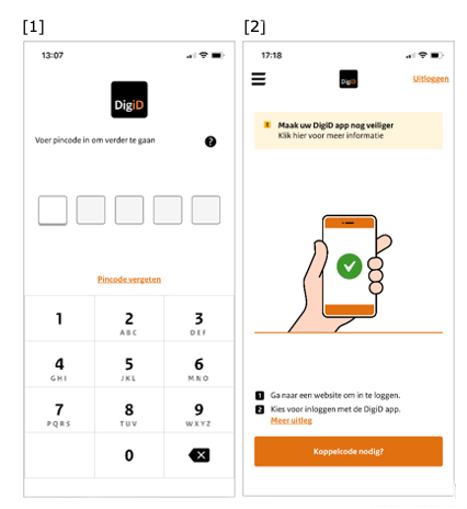 Figuur 1: inloggen in de DigiD app
