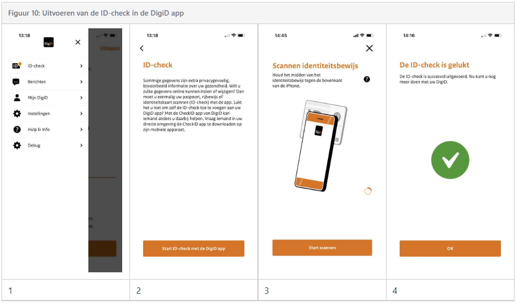 Figuur 10 - Uitvoeren van de ID-check in de DigiD app