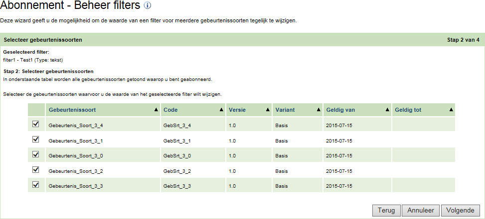 Figuur - Selecteer gebeurtenissoorten