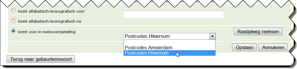 Figuur 20 - voorbeeld selecteer reeksverzameling