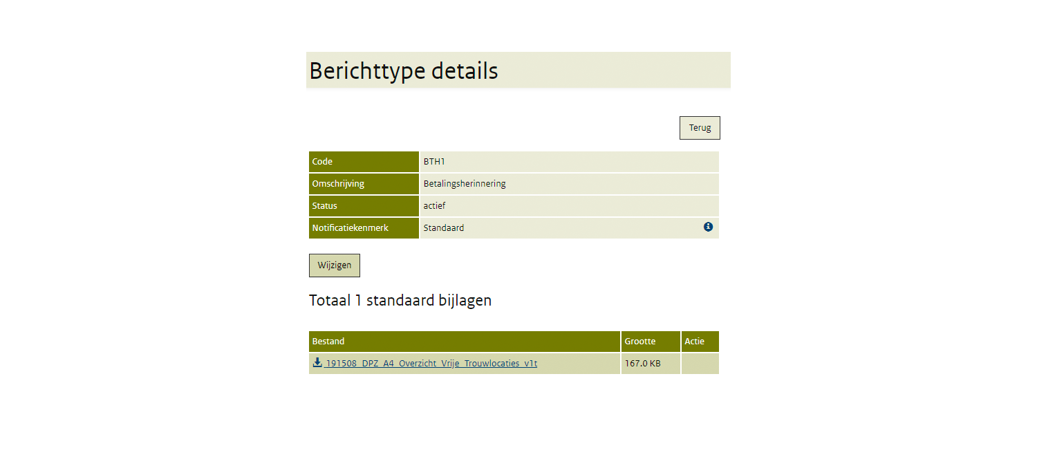 Afbeelding: Voorbeeld berichttype details