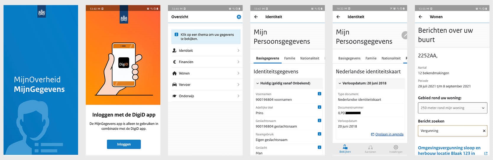 Screenshots van MG app in iPhone