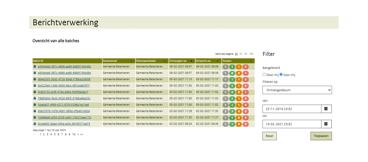 Afbeelding: detailscherm batch-id