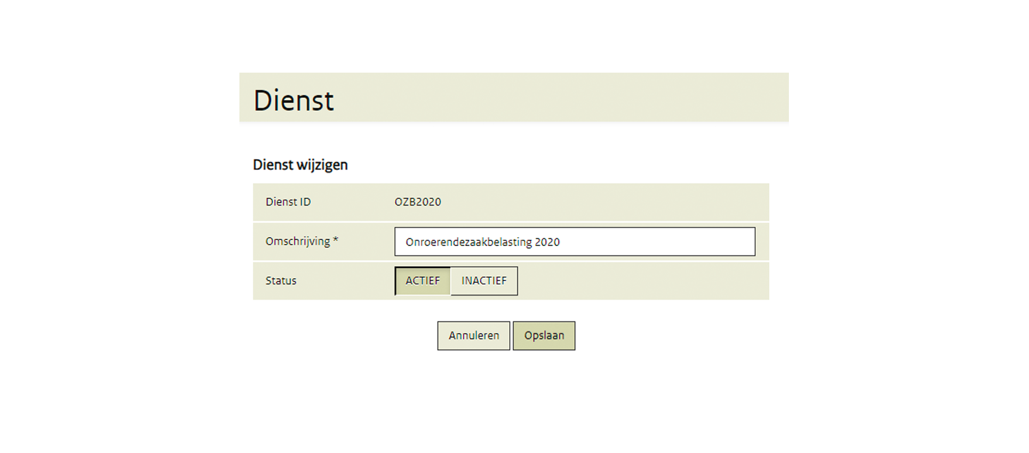 Afbeelding: voorbeeld dienst wijzigen