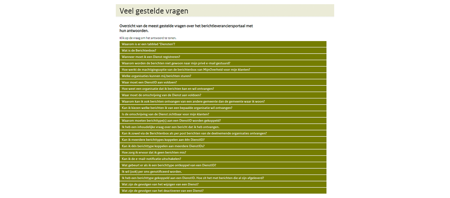 Afbeelding: voorbeeld pagina veelgestelde vragen