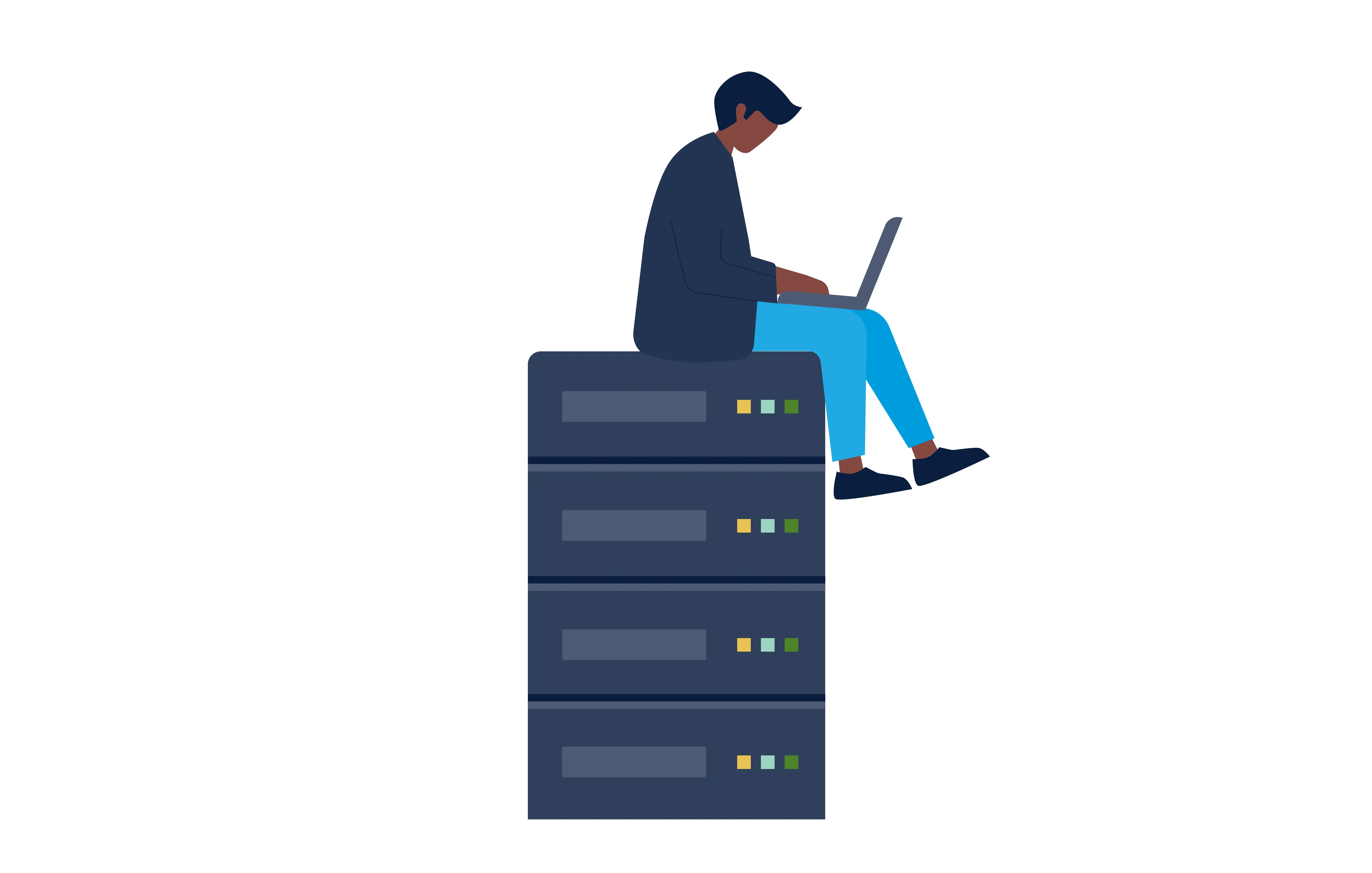 Iemand zit op een serverrack